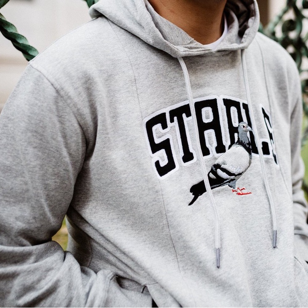Staple Heather Gray Hoodie with Pigeon Design